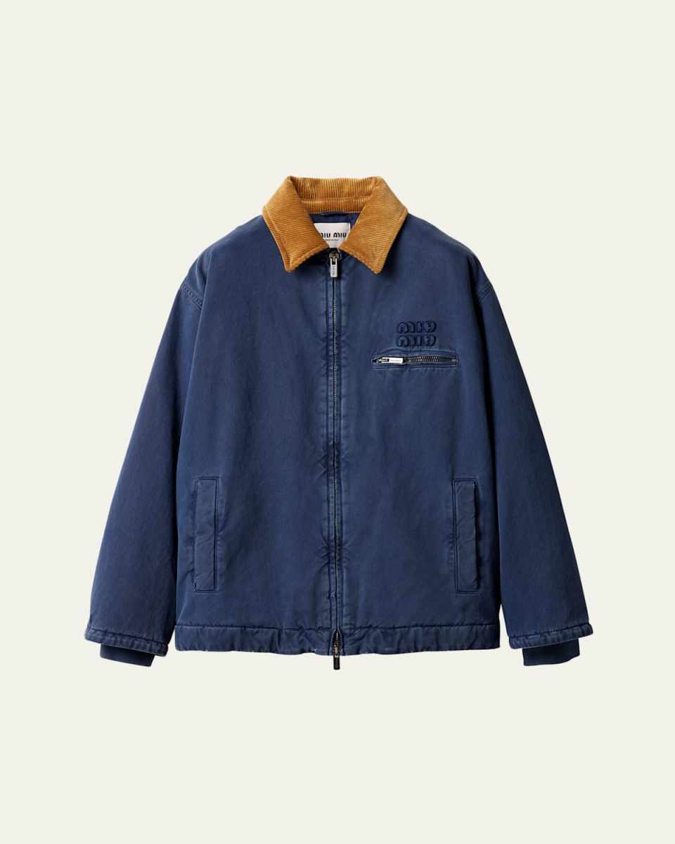 Cotton Trucker Jacket with Corduroy Collar